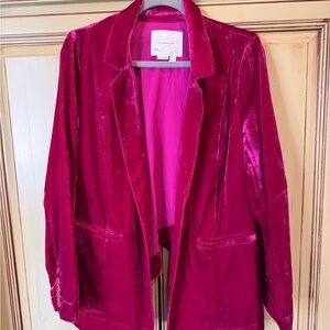 Anthropologie Fuchsia Velvet Blazer